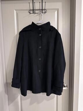 Women's Lauren Ralph Lauren Pea Coat LP Black Wool Outdoor Classic Size 2X